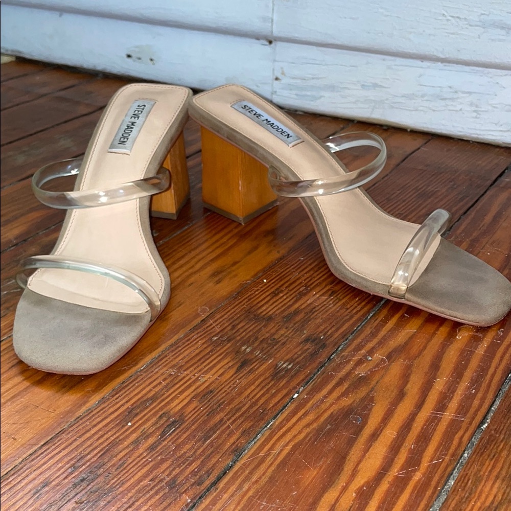 Steve Madden Women's Clear Strap Heels - Tan